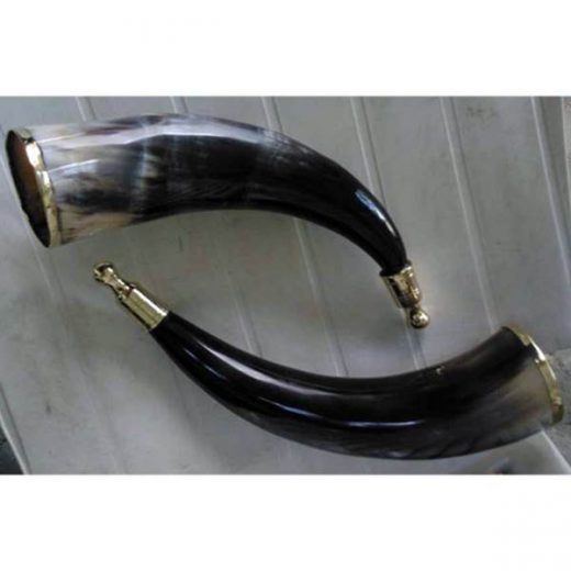BUFFALO DRINKING HORN WITH METAL TIP AND RIM – MABDH03